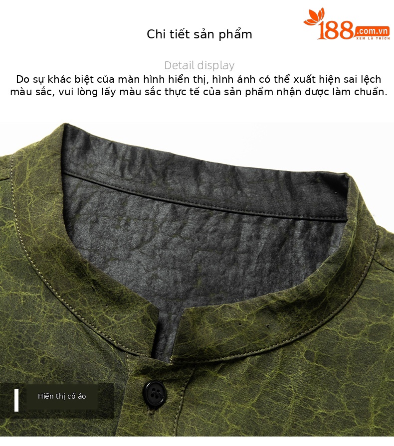 Áo sơ mi nam tay ngắn lụa tơ tằm Hương Vân Sa hai mặt mặc — Màu xanh Y233007-1 chi tiết 20
