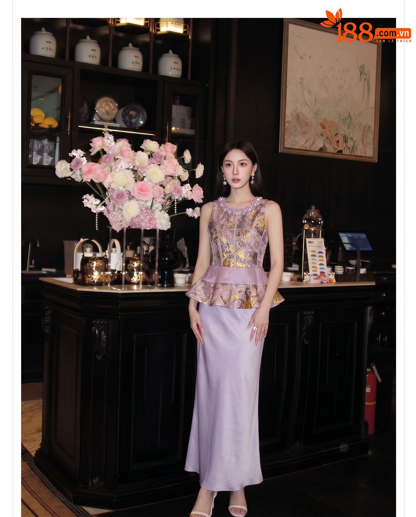 Bộ set nữ quốc phong gồm áo gile hoa văn + áo khoác cardigan + chân váy trơn — Bộ ba mảnh, Trang chủ, bộ hai mảnh, áo khoác chi tiết 7