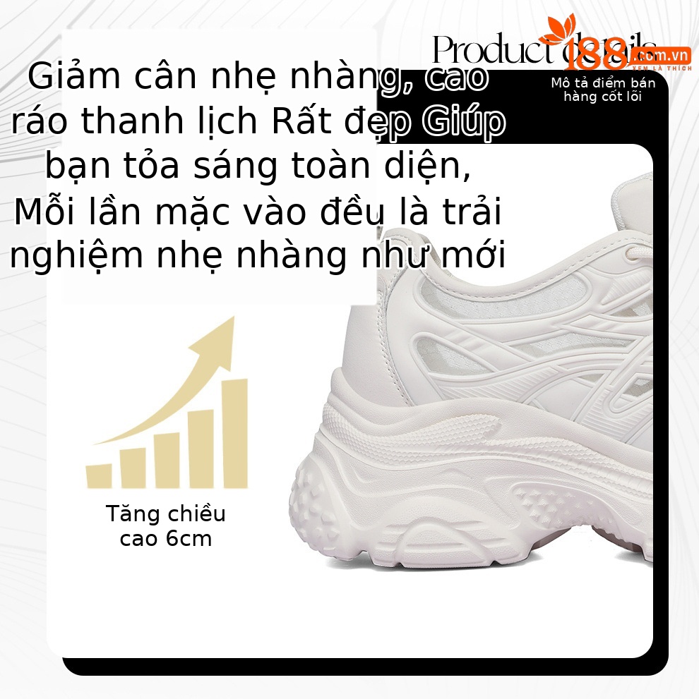 Giày thể thao nữ đế dày lưới thoáng khí mùa hè tăng chiều cao — 6140 Màu be, 6140 Bột tím chi tiết 3