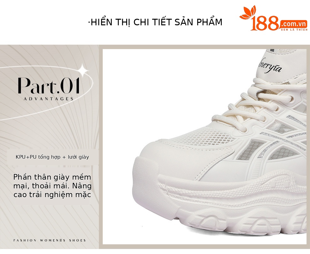 Giày thể thao nữ đế dày lưới thoáng khí mùa hè tăng chiều cao — 6140 Màu be, 6140 Bột tím chi tiết 6