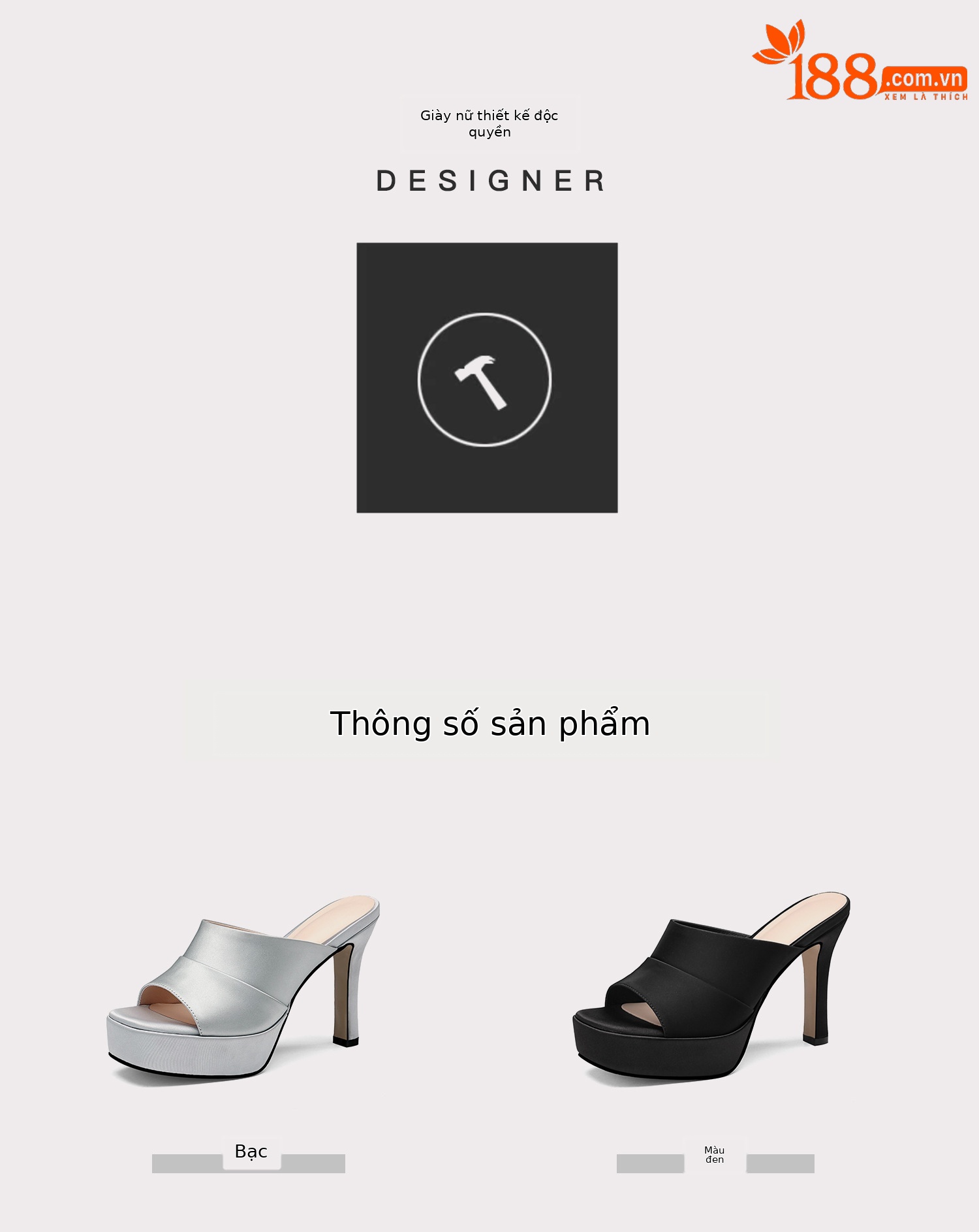 Sandal cao gót nữ quai ngang hở mũi đế platform gót nhọn 9 cm — màu đen, bạc chi tiết 1
