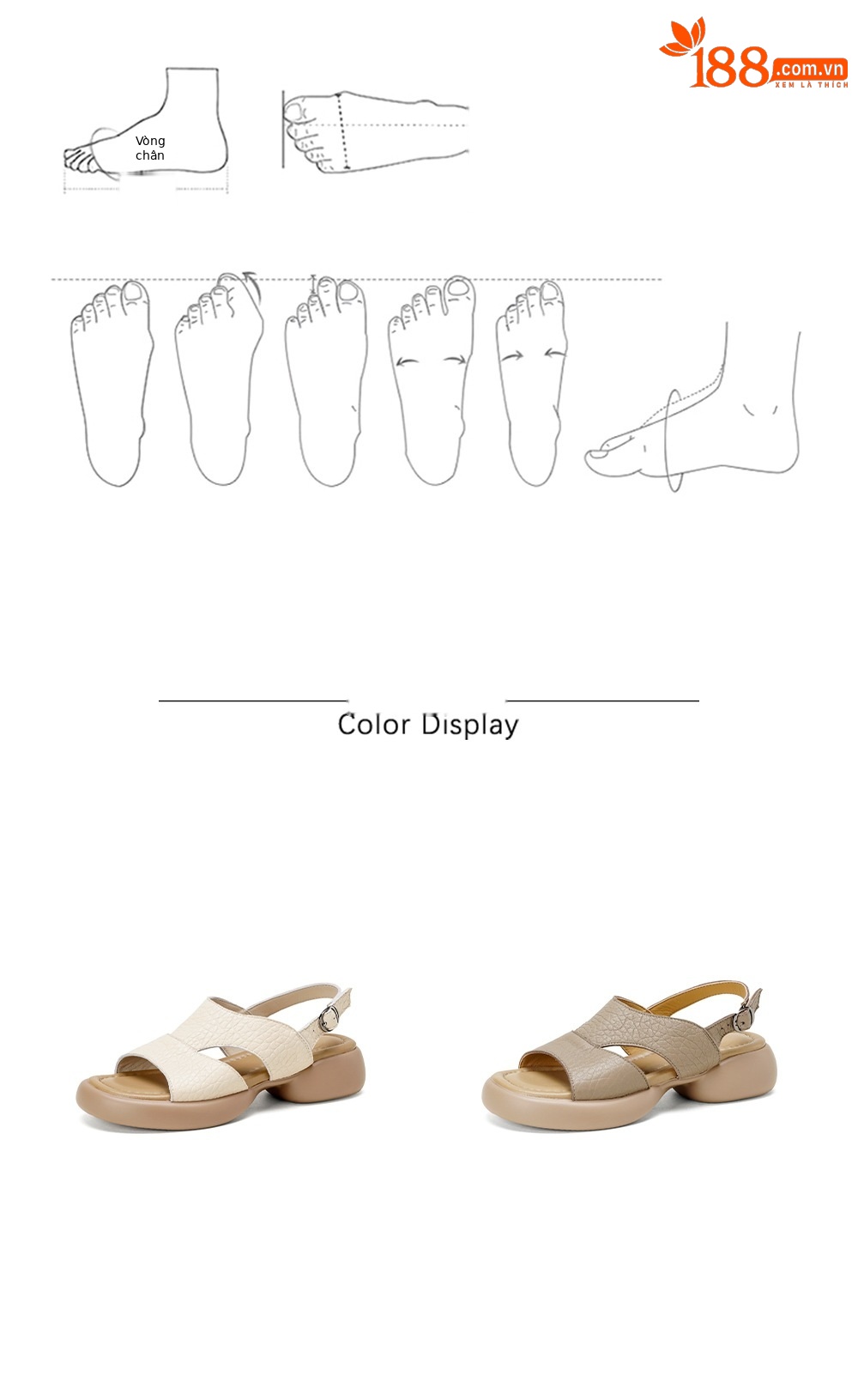 Sandal nữ hở mũi gót vuông đế dày quai ngang — Xám voi chi tiết 4