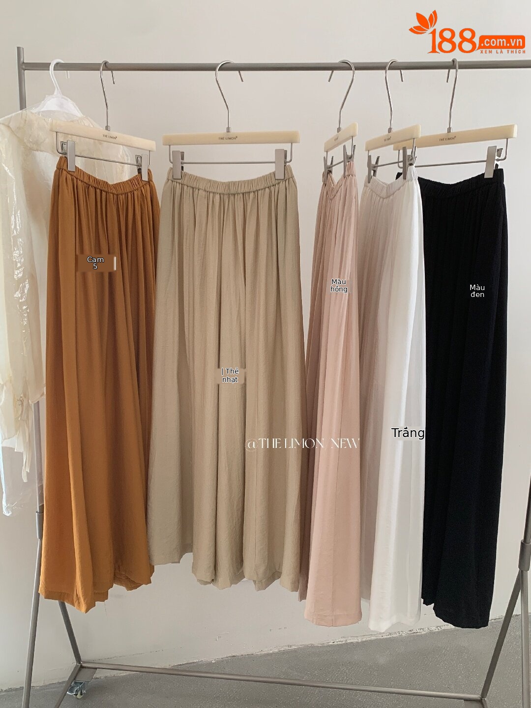 Quần culottes nữ ống rộng cạp cao dáng lười mùa hè 2026 — Thẻ nông, màu đen, màu hồng, màu cam chi tiết 1