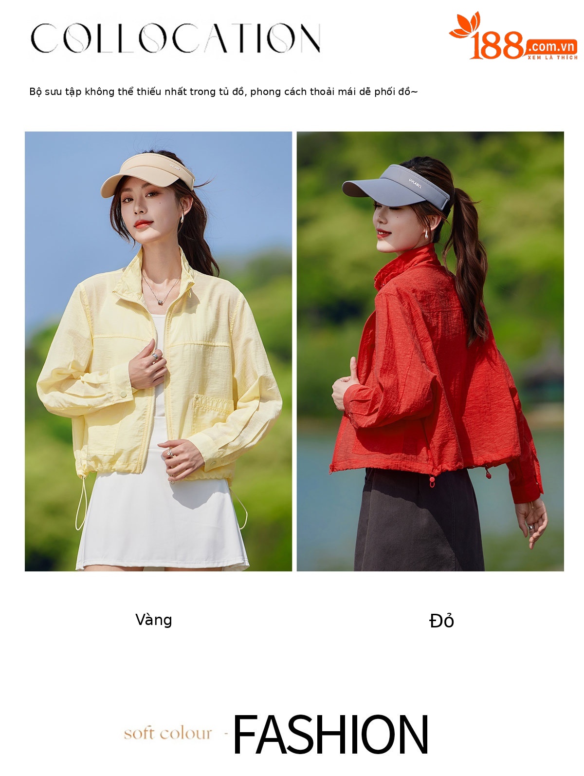 Áo chống nắng nữ cổ đứng dây rút tay dài 2026 mỏng nhẹ form rộng — màu vàng, màu đỏ chi tiết 5