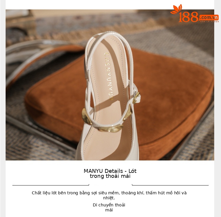 Sandal cao gót nữ hở mũi mũi vuông gót thô 9 cm — màu đen chi tiết 4