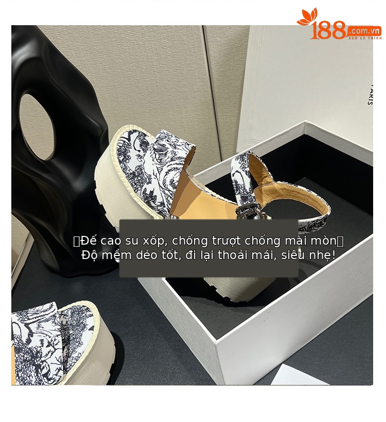 Sandal cao gót nữ phong cách Trung Hoa đế xuồng hở mũi quai ngang — Đen 11cm, Trắng 11cm, Trắng 9cm, Đen 9cm chi tiết 6