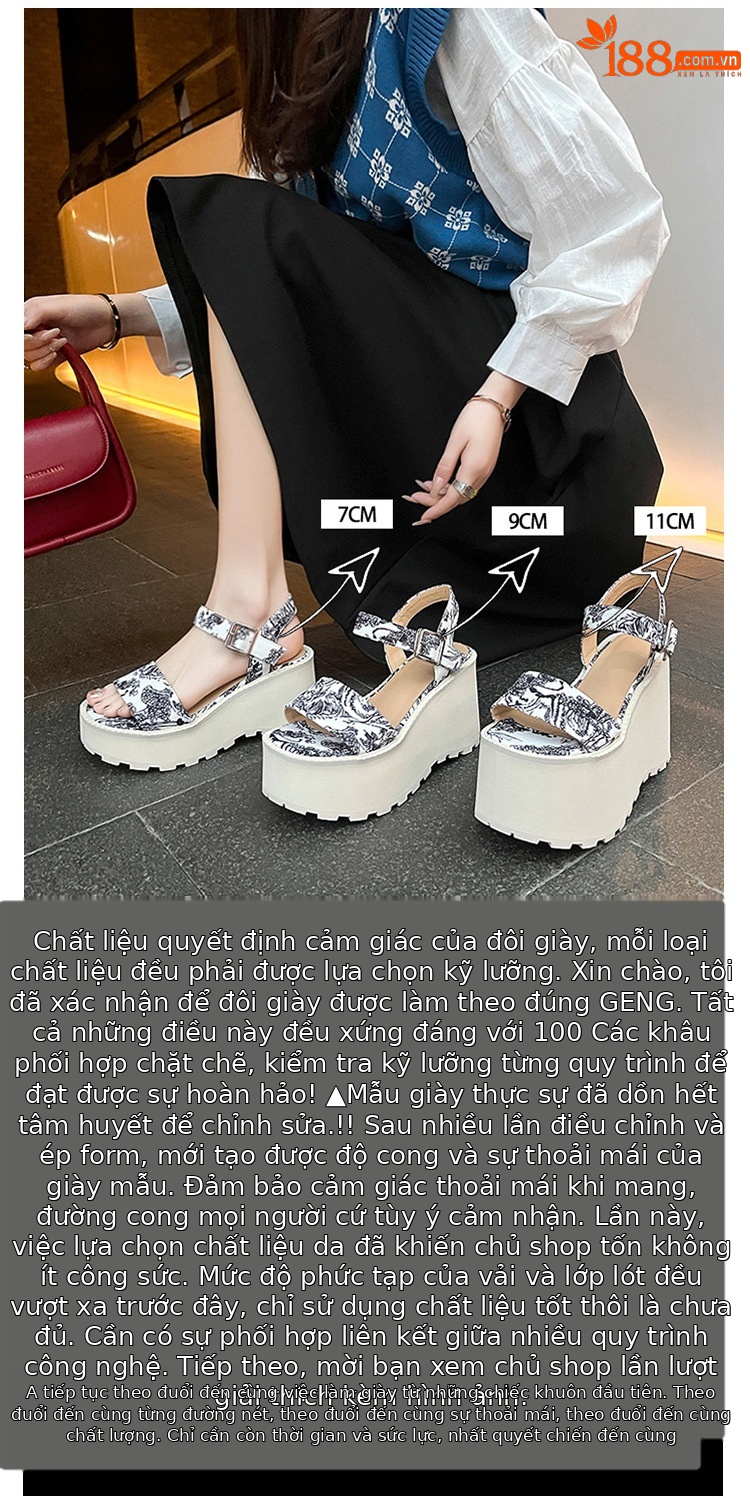 Sandal cao gót nữ phong cách Trung Hoa đế xuồng hở mũi quai ngang — Đen 11cm, Trắng 11cm, Trắng 9cm, Đen 9cm chi tiết 3