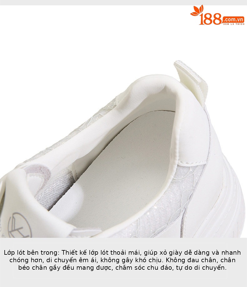 Giày platform nữ đế xuồng trắng thoáng khí, gót siêu cao 8 cm, mũi tròn, dây buộc phía trước — Xanh dương, Hồng, Xám, Trắng chi tiết 10