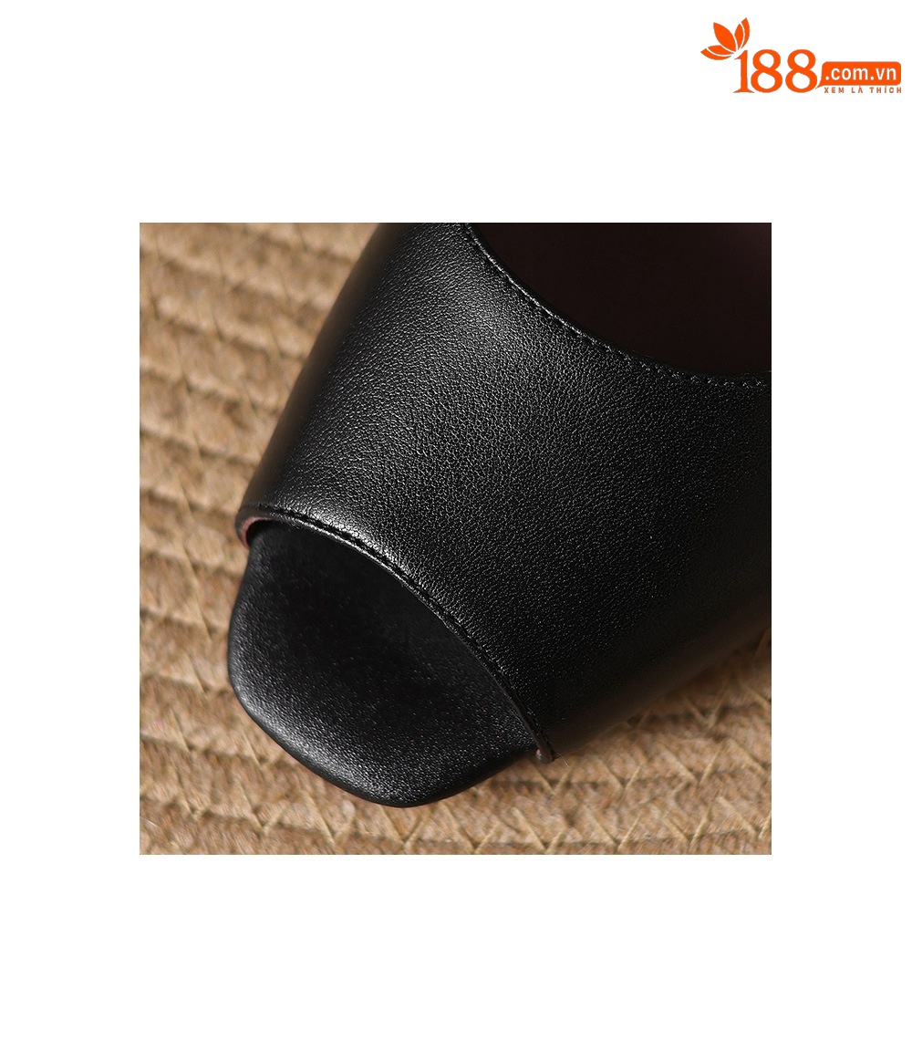 Sandal peep toe nữ gót vuông phong cách Hàn Quốc, quai ngang đơn giản, cỡ 34–42 — đen chi tiết 20