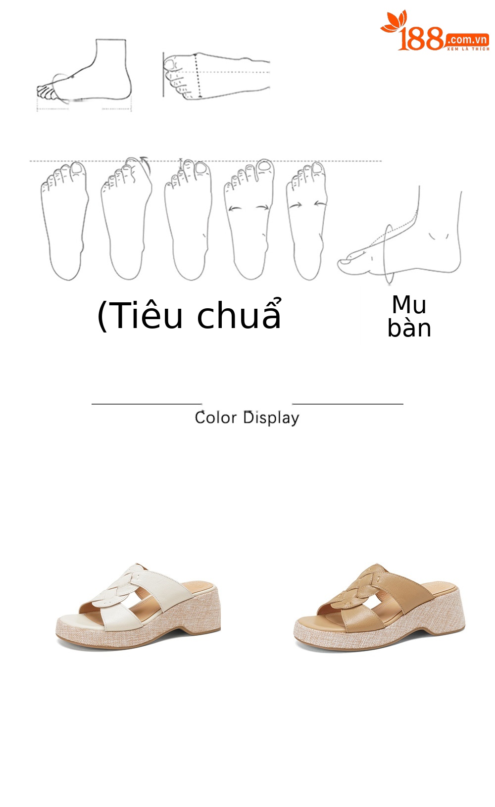 Sandal nữ da cừu gót xuồng hở mũi phong cách vintage — màu trắng ngà chi tiết 4