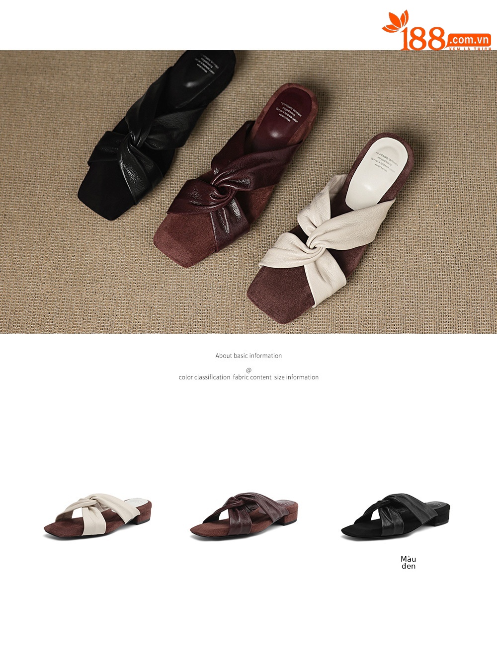 Dép sandal nữ quai chéo hở mũi chất liệu da cừu phong cách đơn giản — màu nâu chi tiết 5