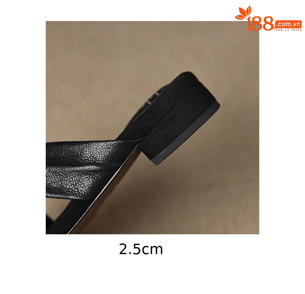 Dép sandal nữ quai chéo hở mũi chất liệu da cừu phong cách đơn giản — màu nâu chi tiết 25