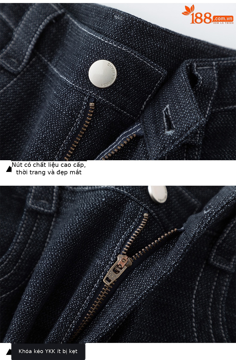 Quần jean nữ ống rộng eo cao vải linen mát mẻ phong cách cổ điển — xanh lam chi tiết 13