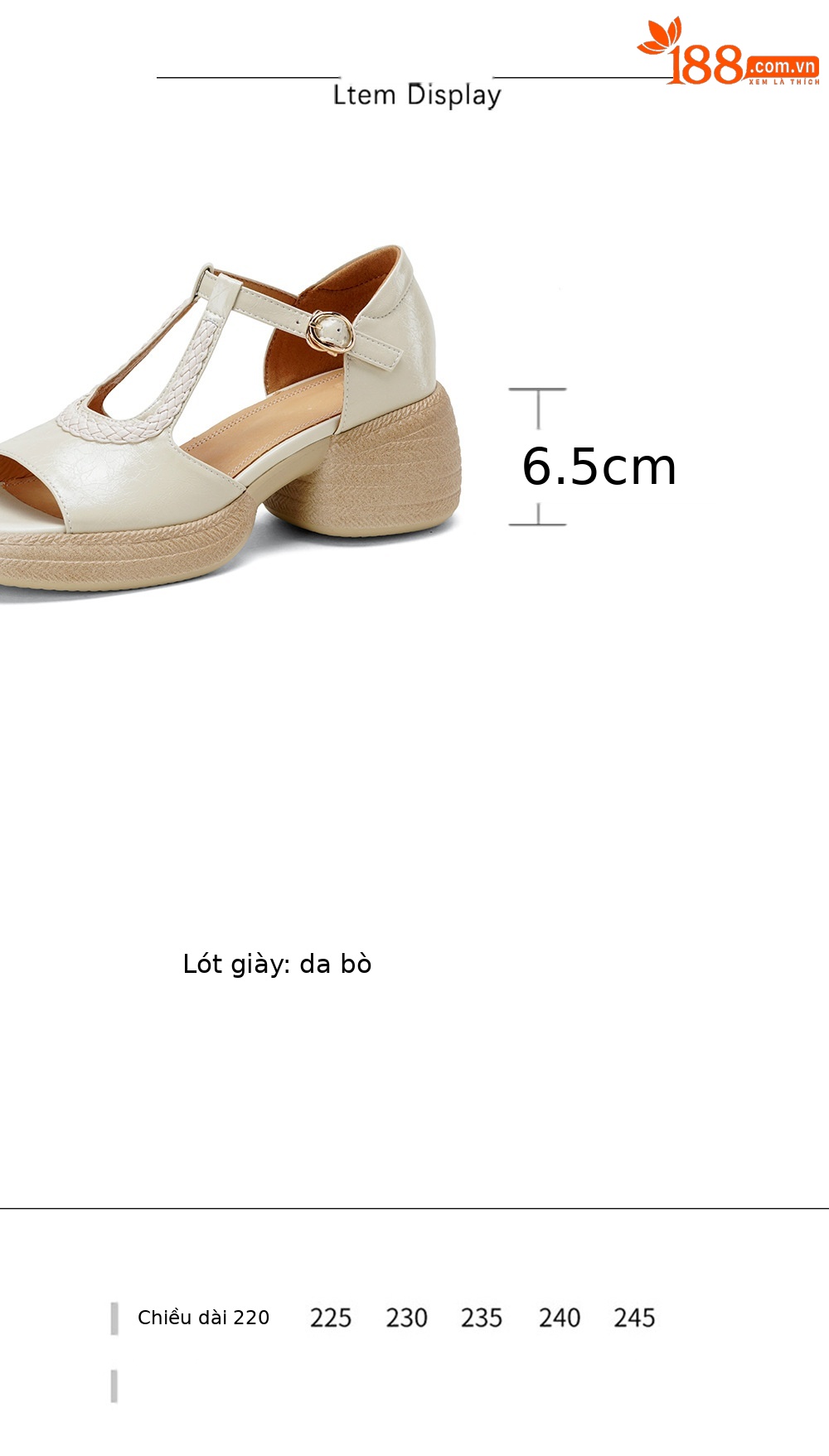 Sandal cao gót nữ mũi cá hở ngón, đế dày da cừu, gót 9 cm — màu trắng ngà chi tiết 3