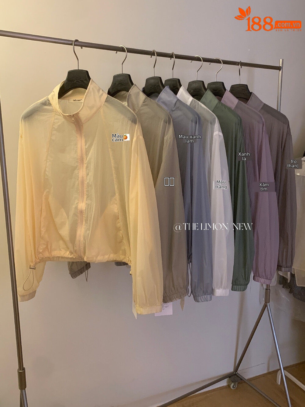 Áo chống nắng nữ dáng dài cổ đứng rút dây phong cách trẻ trung — Xám cacbon, Xám tím, xanh lam, màu cam chi tiết 29