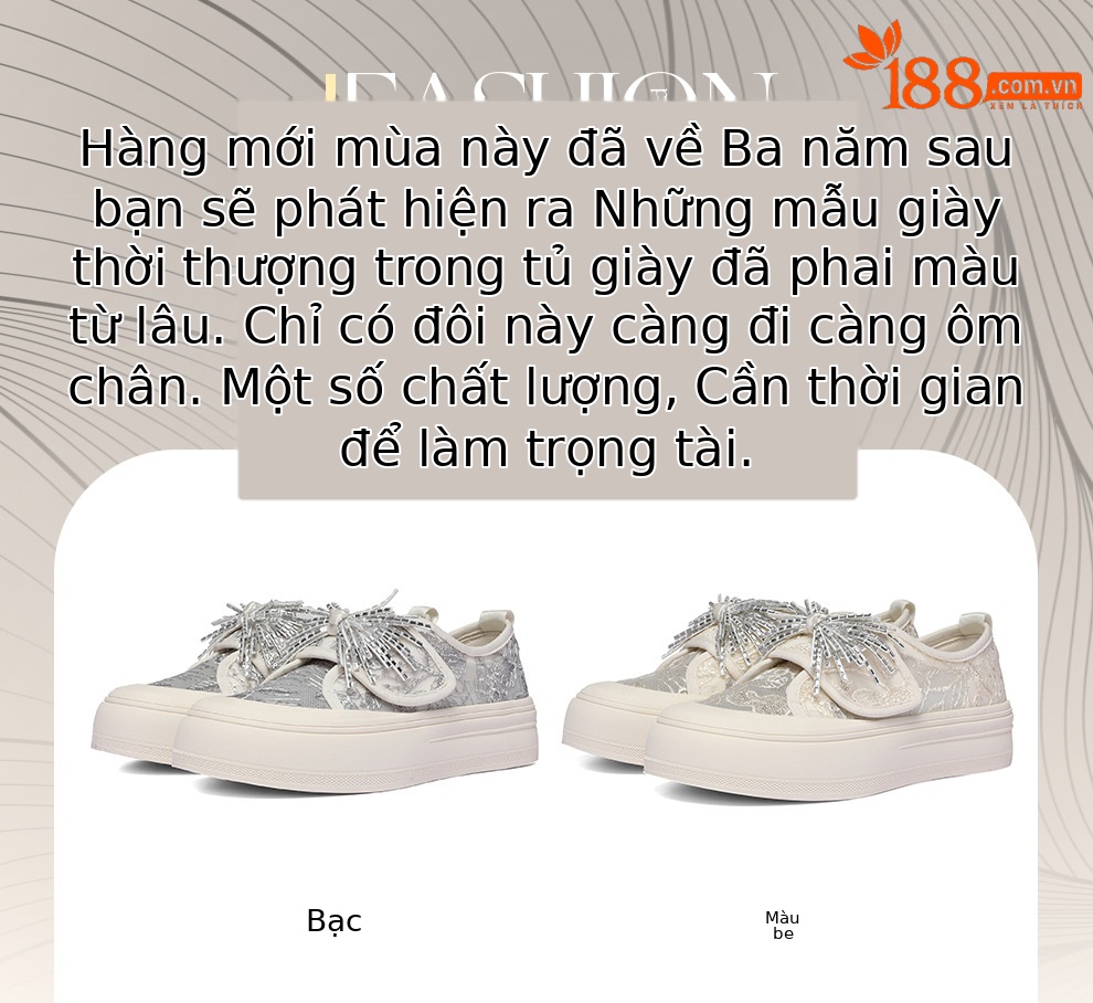 Giày sneaker nữ đế dày lưới phối kim tuyến – phong cách thể thao thời trang — 6142 Bạc, 6142 Màu be chi tiết 1
