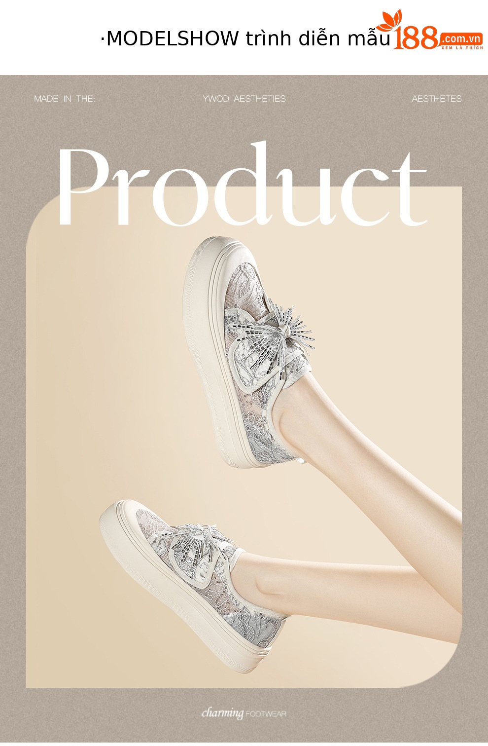Giày sneaker nữ đế dày lưới phối kim tuyến – phong cách thể thao thời trang — 6142 Bạc, 6142 Màu be chi tiết 3