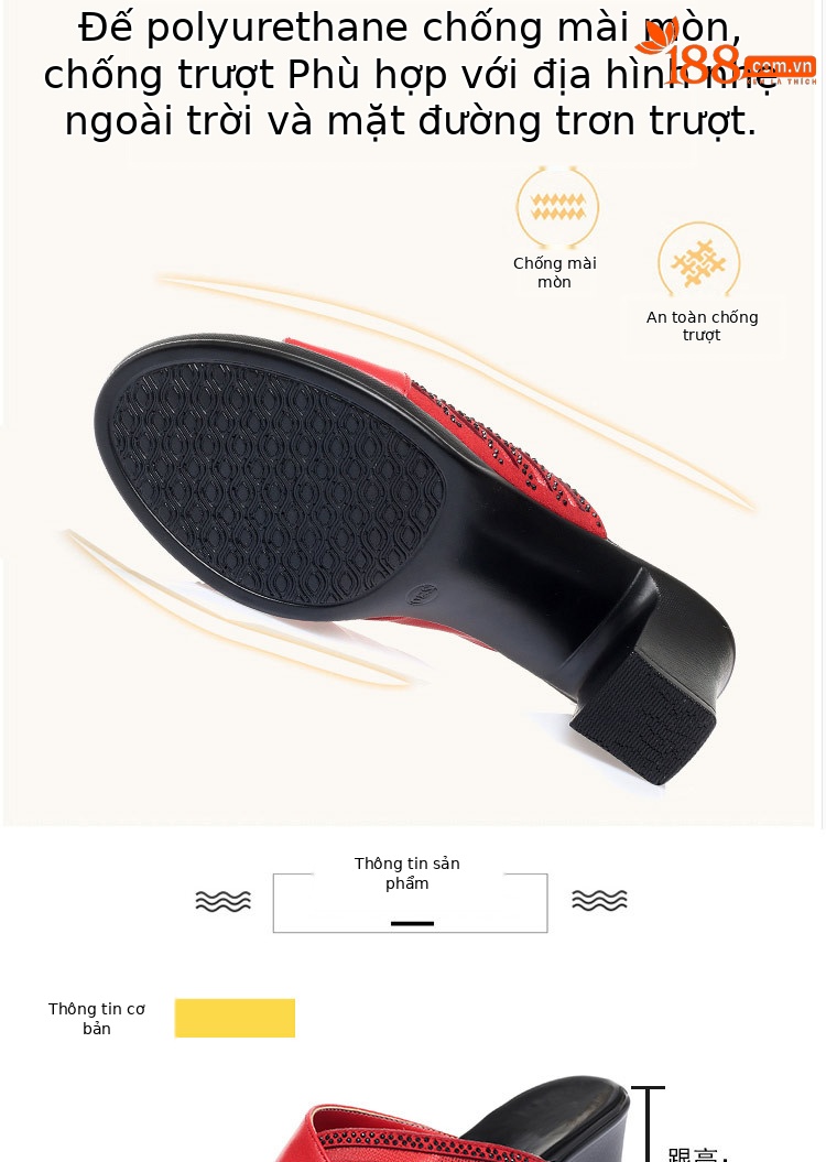 Sandal cao gót nữ đính đá quai ngang mũi hở, gót vuông 9 cm — màu đen chi tiết 4