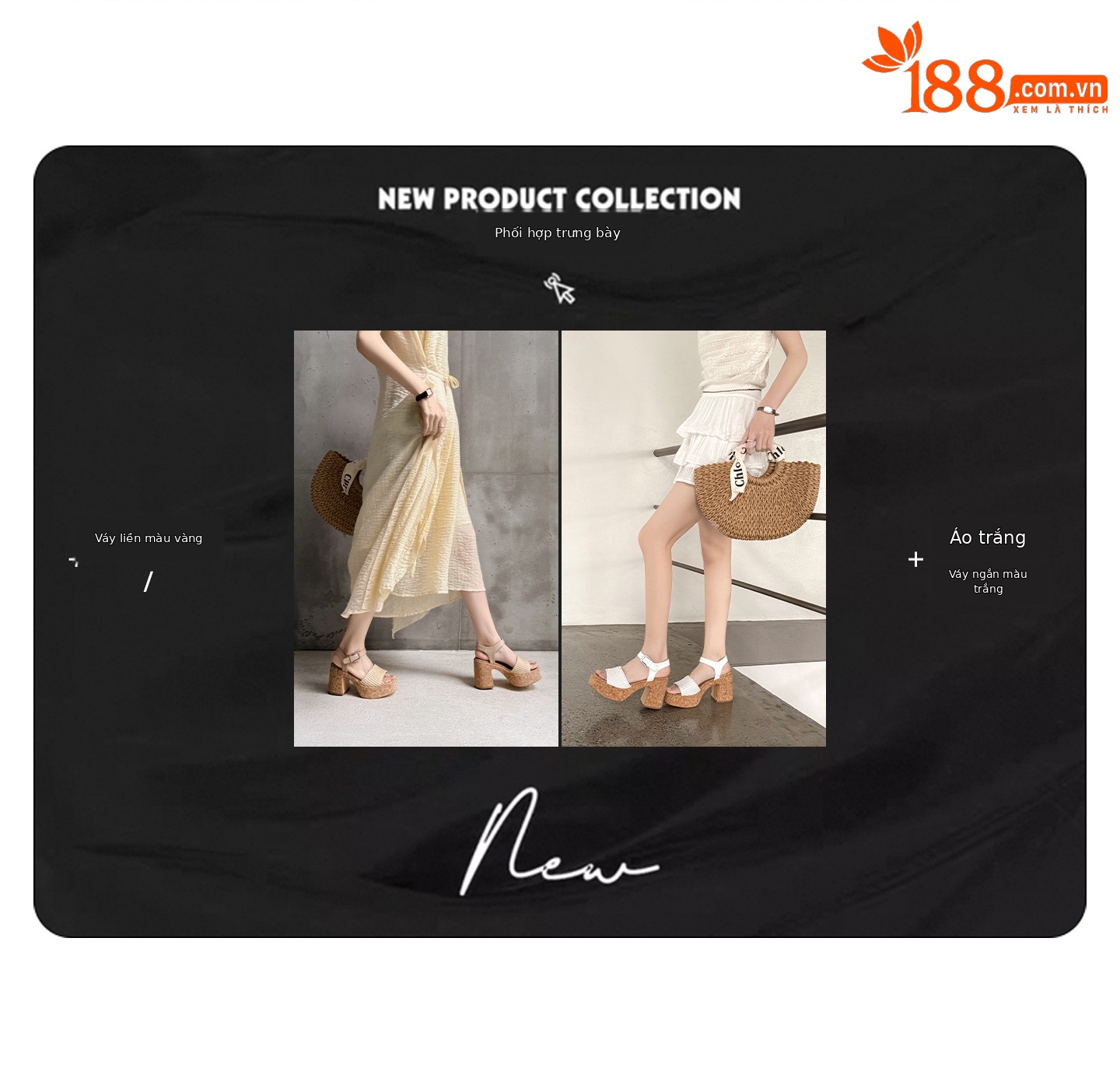 Sandal nữ quai ngang đan dây, đế dày, gót thô cao, hở mũi phong cách nghỉ dưỡng — màu trắng ngà, màu mơ chi tiết 3