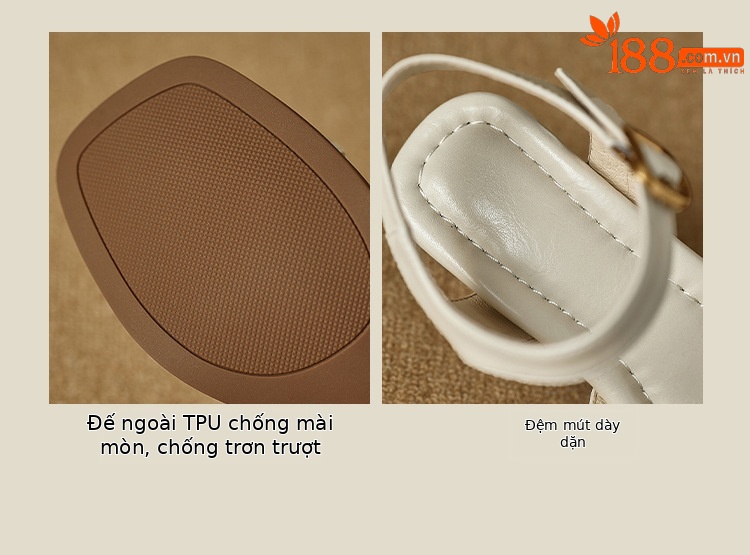 Sandal nữ da bò kiểu Pháp đế mềm thấp gót đi làm mùa hè — đen chi tiết 19