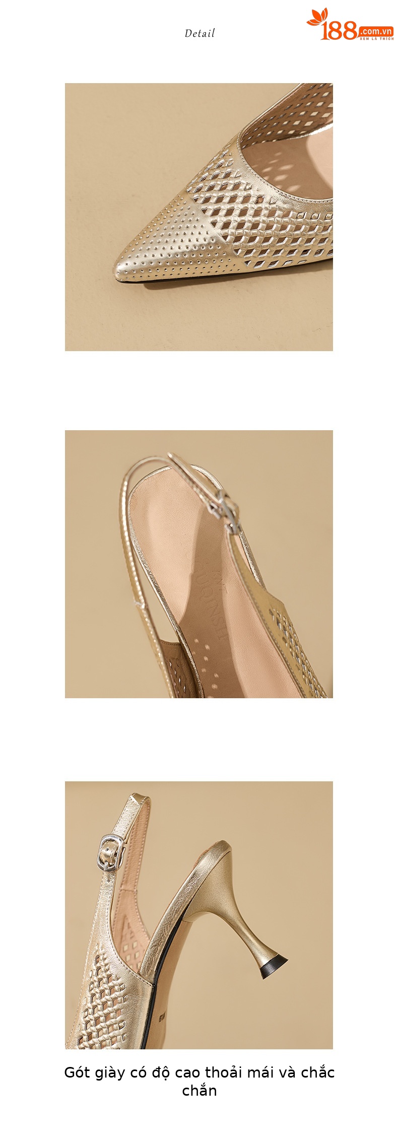 Sandal cao gót nữ mũi nhọn hở gót, gót 7 cm, phong cách Âu Mỹ — màu vàng chi tiết 12