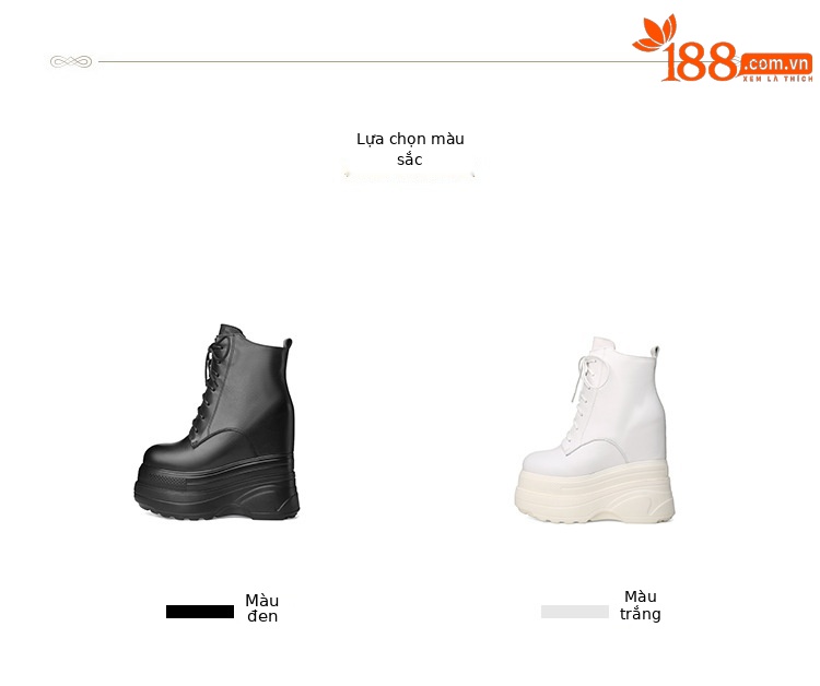 Boot nữ đế dày cao gót 16cm dây buộc chống trượt phong cách Martin — Lót nhung đen chi tiết 2