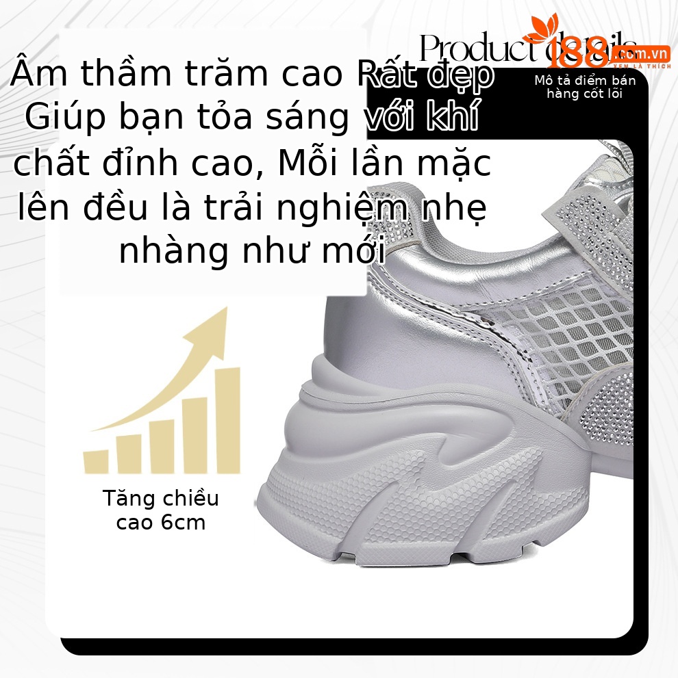 Giày thể thao nữ đế dày lưới thoáng khí 2026 – sneaker chunky nhẹ đa năng — 6139 Bạc, 6139 Màu be chi tiết 3