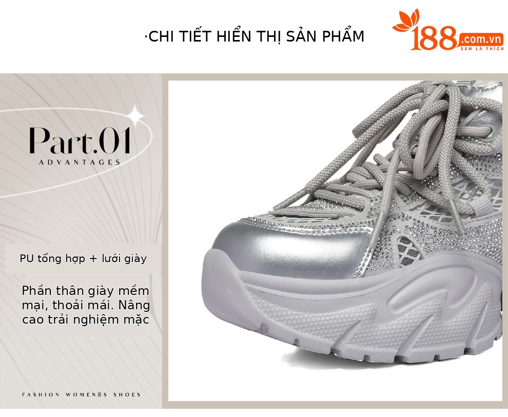 Giày thể thao nữ đế dày lưới thoáng khí 2026 – sneaker chunky nhẹ đa năng — 6139 Bạc, 6139 Màu be chi tiết 6