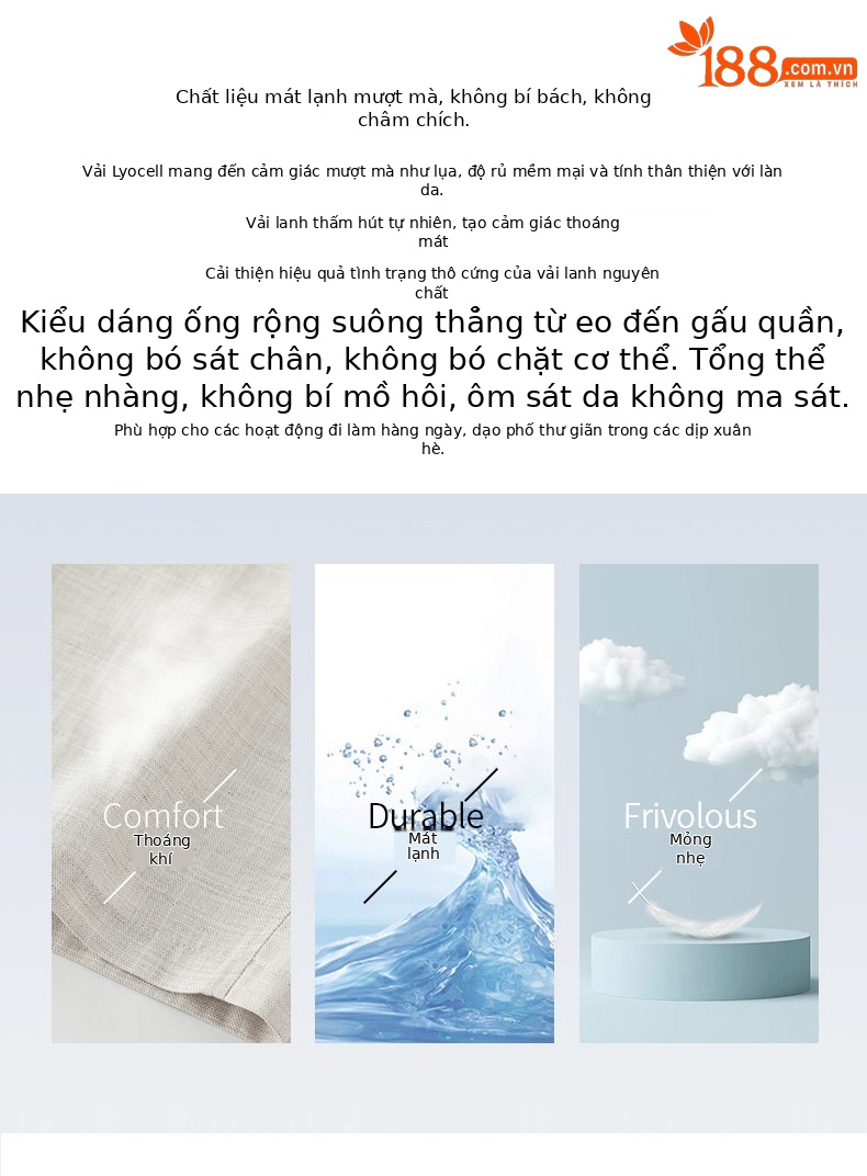Quần culottes nữ ống rộng vải linen phối lyocell dáng suông rủ nhẹ — Màu sắc chi tiết 2