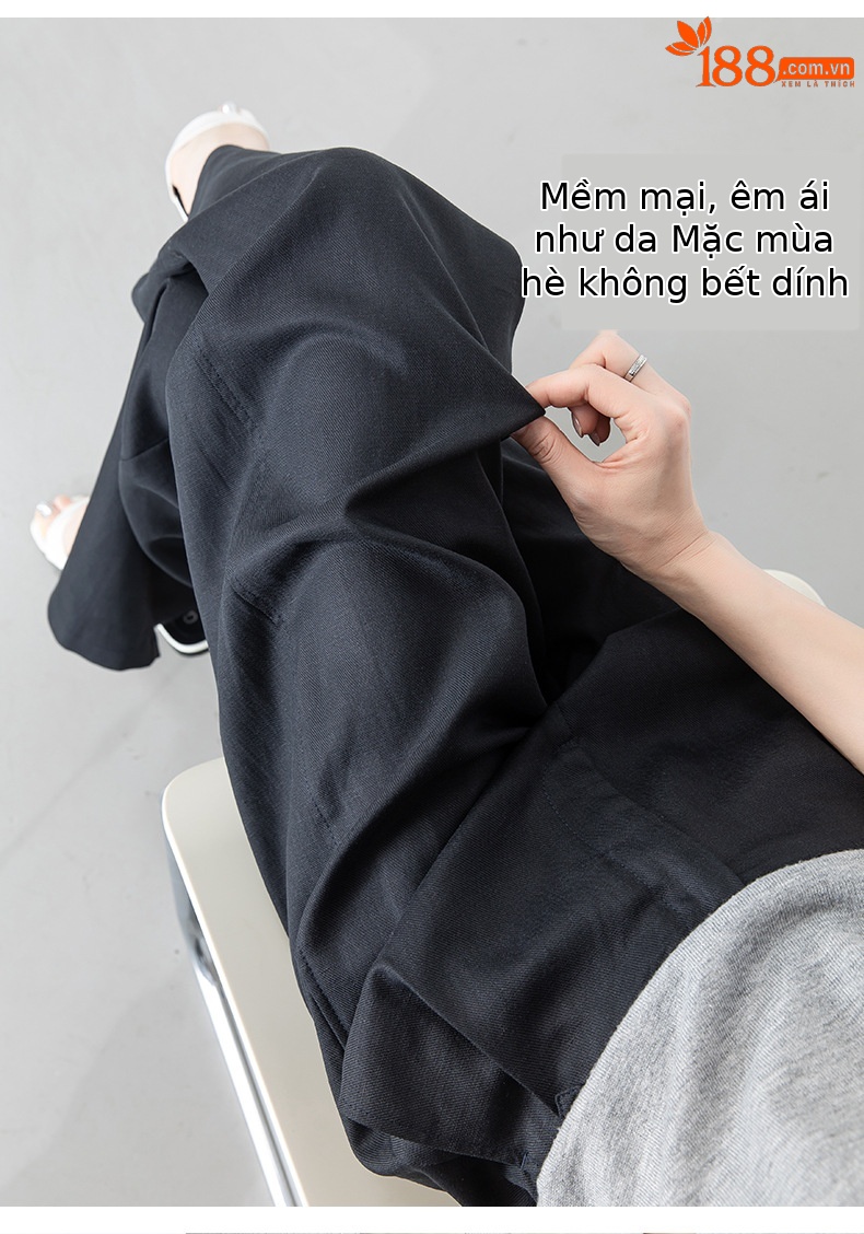 Quần culottes nữ ống rộng vải linen phối lyocell dáng suông rủ nhẹ — Màu sắc chi tiết 12