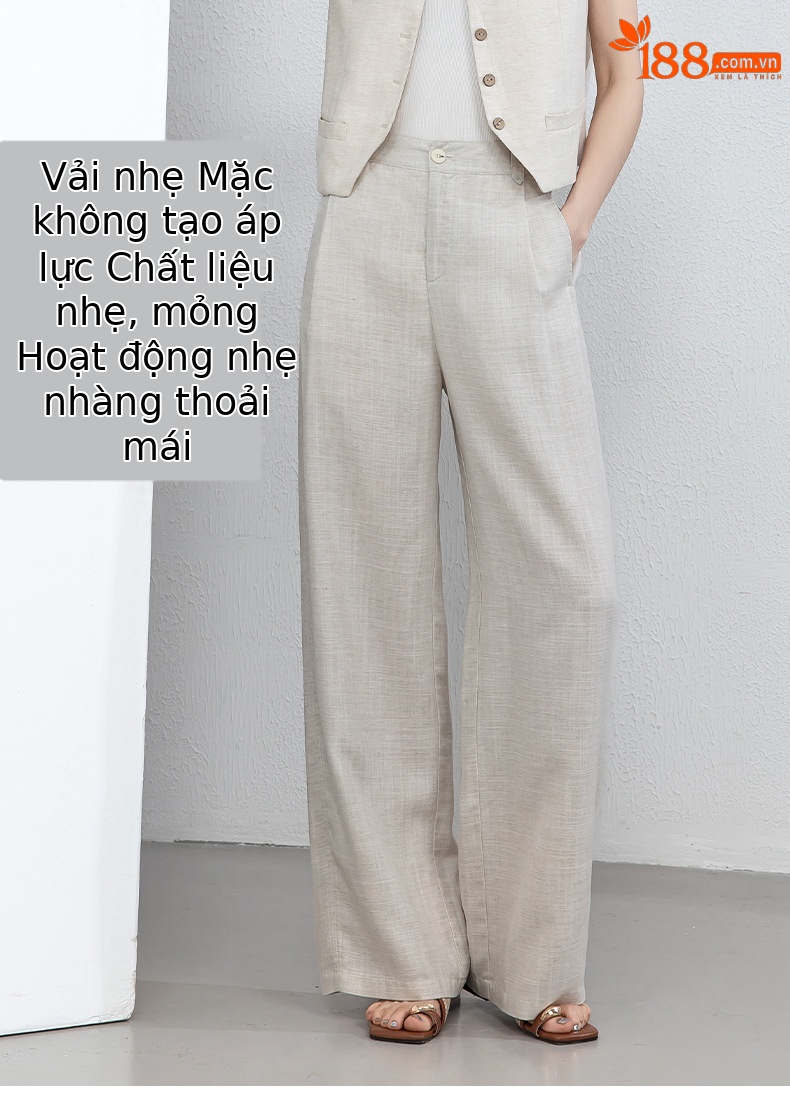 Quần culottes nữ ống rộng vải linen phối lyocell dáng suông rủ nhẹ — Màu sắc chi tiết 13