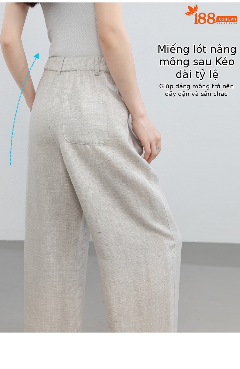 Quần culottes nữ ống rộng vải linen phối lyocell dáng suông rủ nhẹ — Màu sắc chi tiết 14