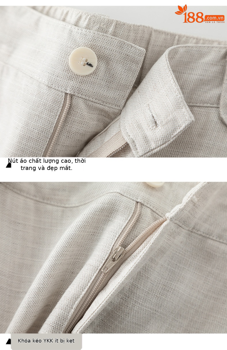 Quần culottes nữ ống rộng vải linen phối lyocell dáng suông rủ nhẹ — Màu sắc chi tiết 16