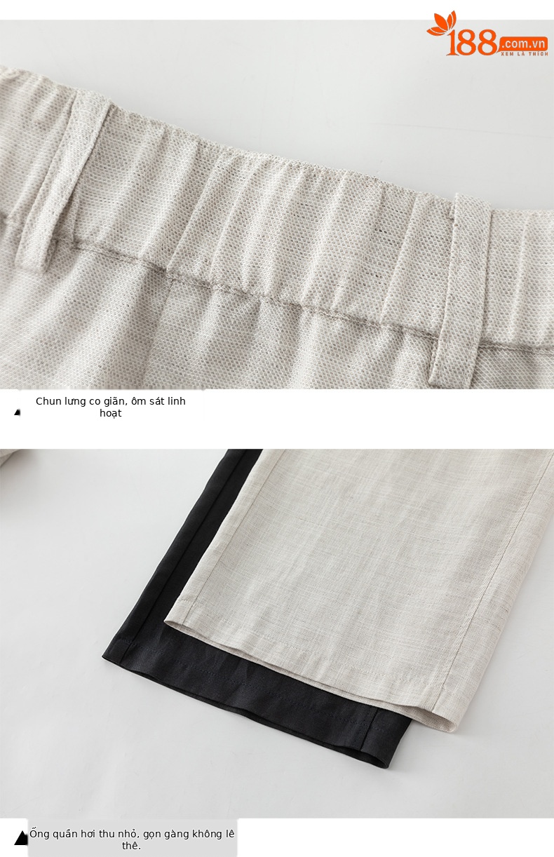 Quần culottes nữ ống rộng vải linen phối lyocell dáng suông rủ nhẹ — Màu sắc chi tiết 17