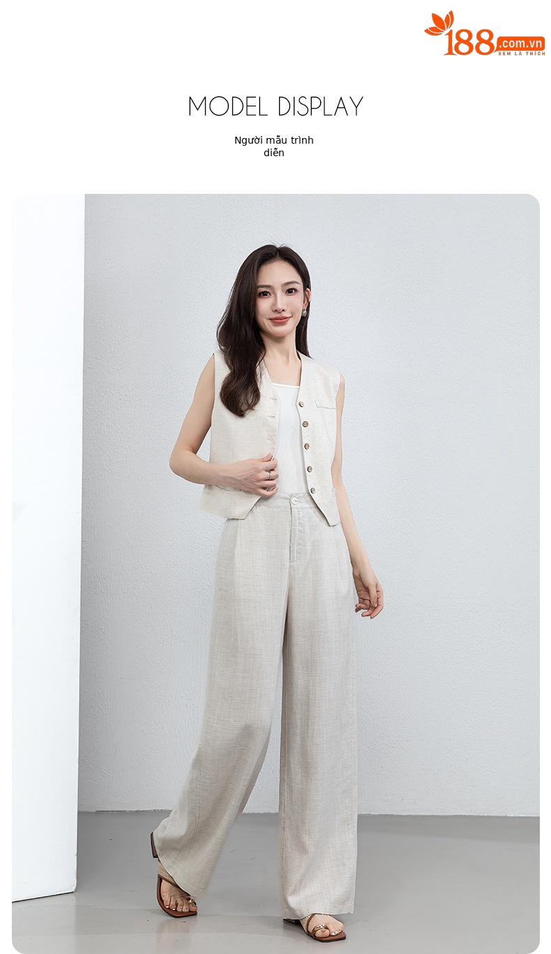Quần culottes nữ ống rộng vải linen phối lyocell dáng suông rủ nhẹ — Màu sắc chi tiết 19