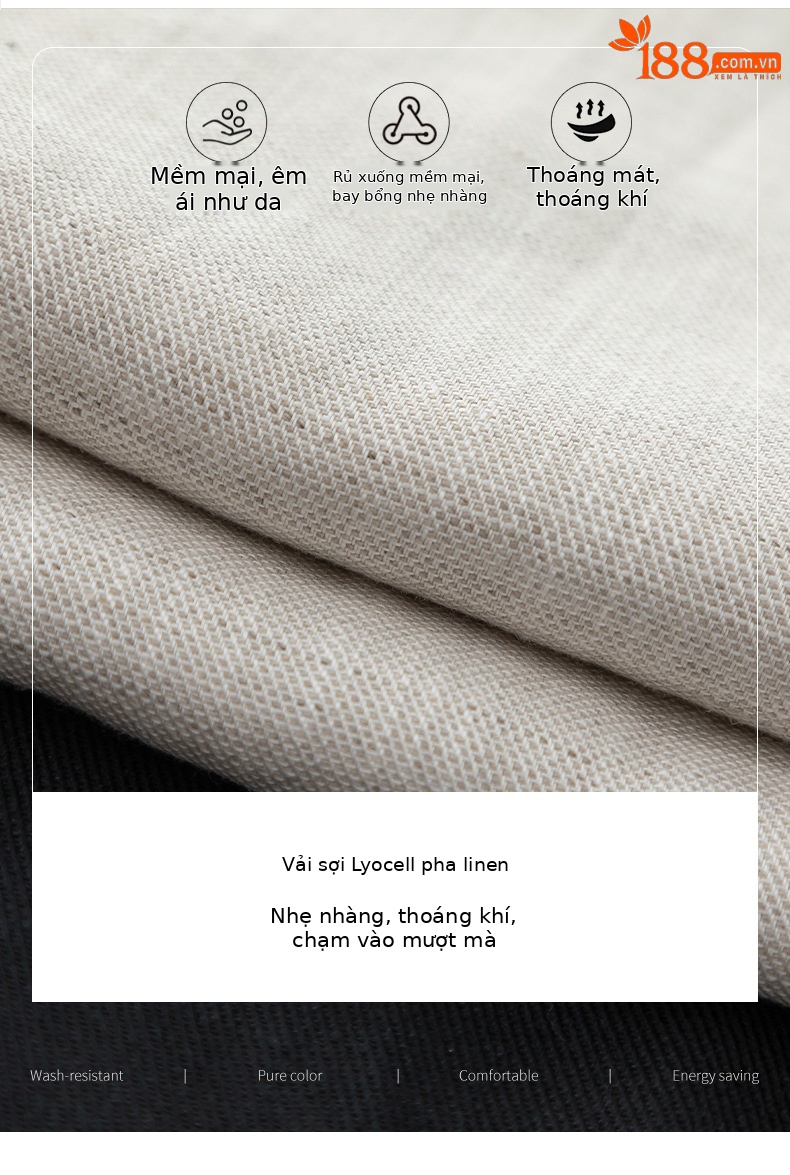 Quần culottes nữ ống rộng vải linen phối lyocell dáng suông rủ nhẹ — Màu sắc chi tiết 3