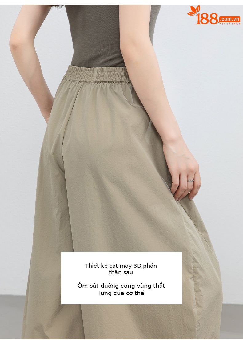 Quần culottes nữ ống rộng cạp thun chống nắng mùa hè dáng suông che mông đùi — màu xanh navy chi tiết 17