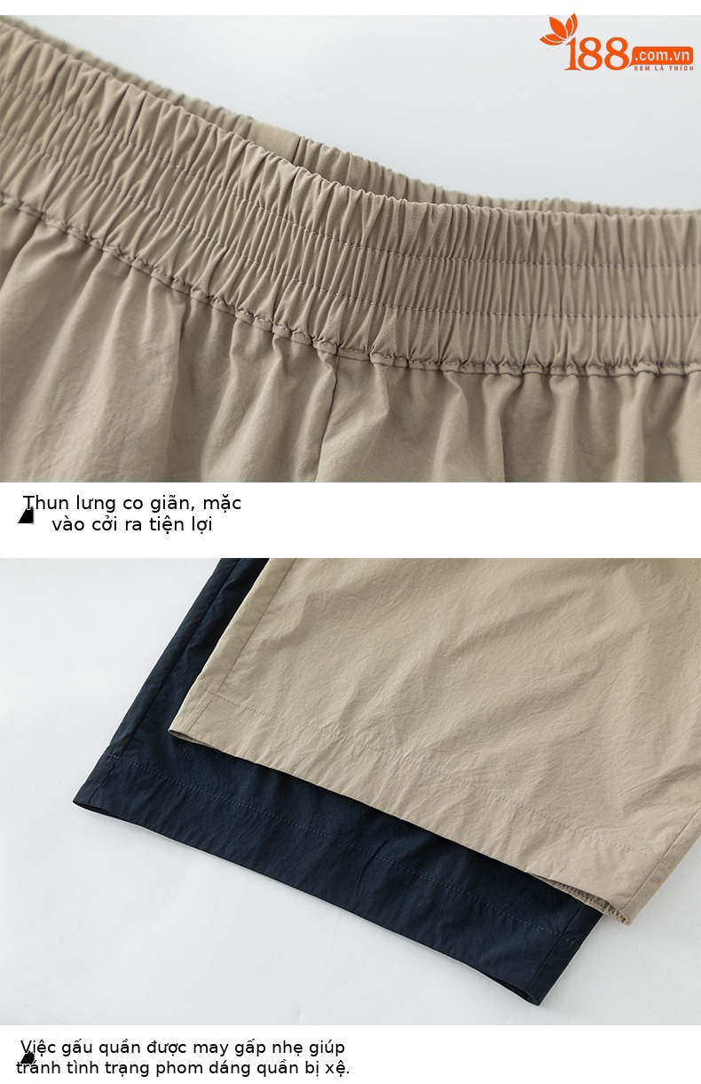Quần culottes nữ ống rộng cạp thun chống nắng mùa hè dáng suông che mông đùi — màu xanh navy chi tiết 19