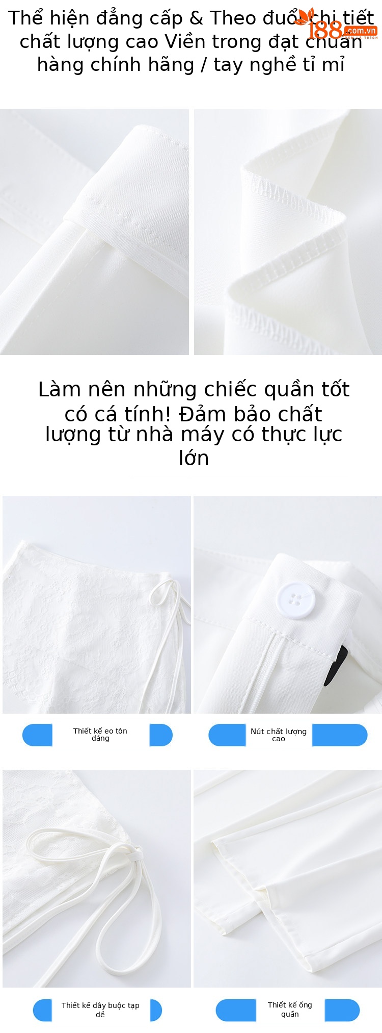 Quần culottes nữ ống rộng cạp cao ren eo phong cách Hàn Quốc — màu đen chi tiết 19