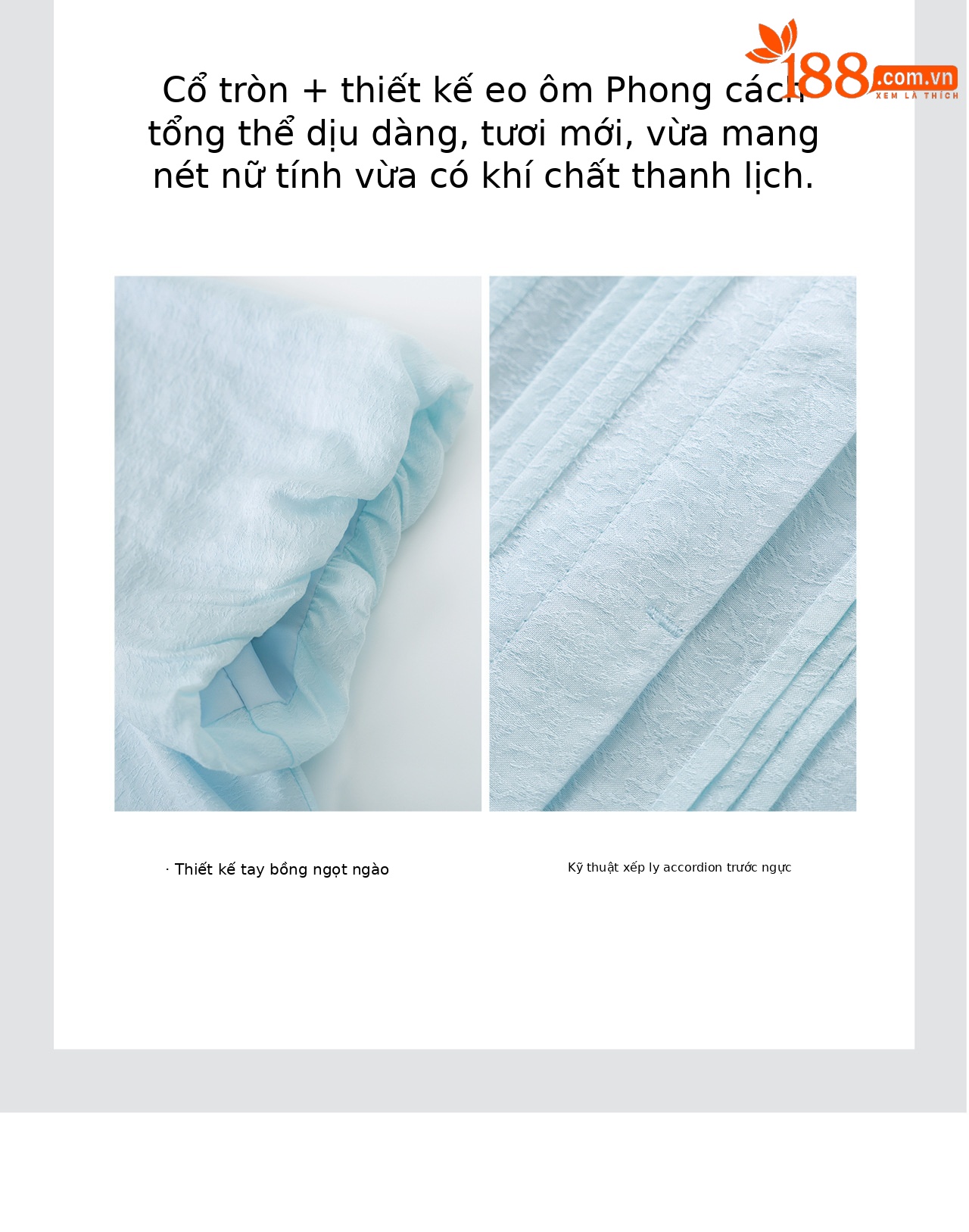 Đầm maxi nữ cổ tròn thắt lưng ren dáng dài — xanh lam chi tiết 9