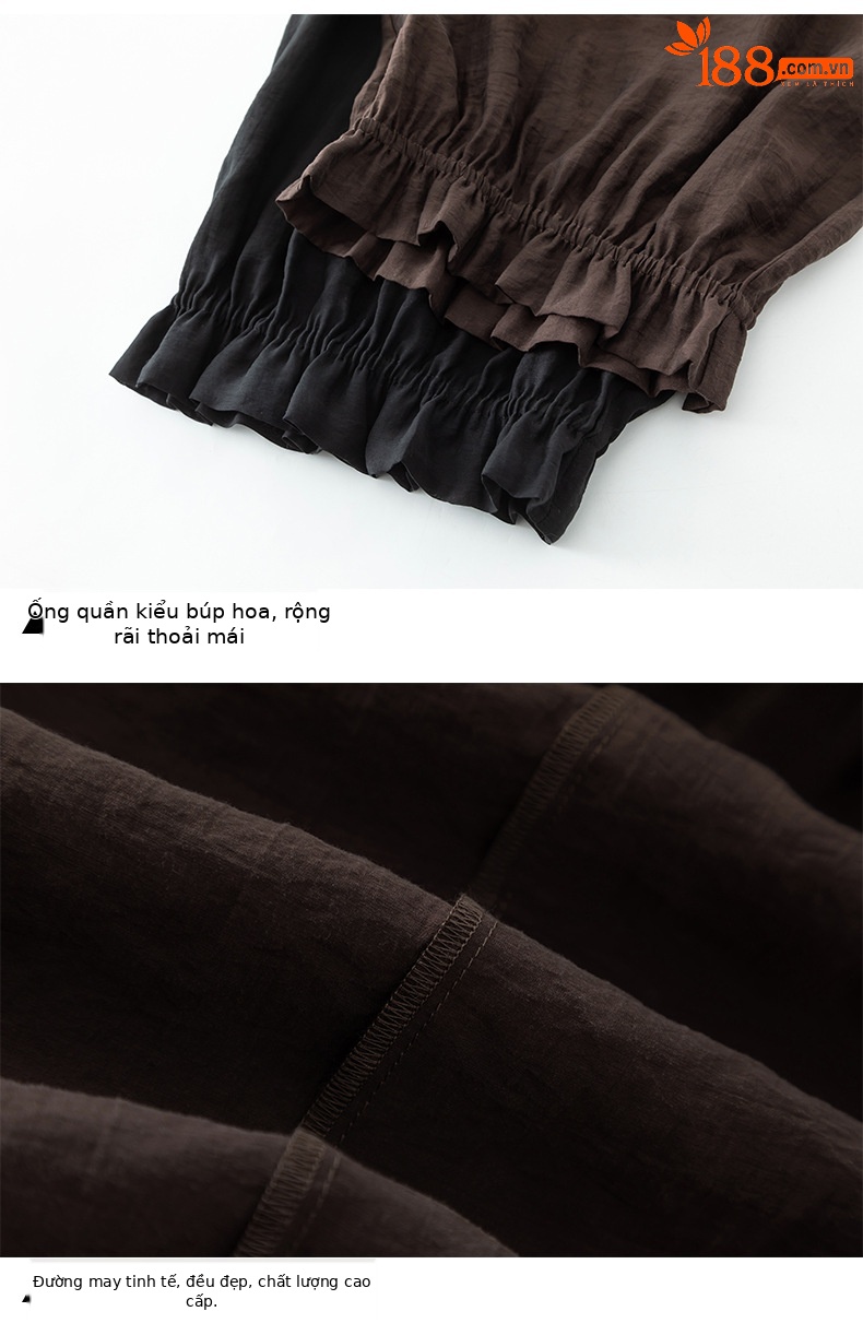 Quần culottes nữ ống rộng cạp chun co giãn, chất liệu Lyocell thoáng mát, dáng hoa tulip che khuyết điểm — màu đen chi tiết 20