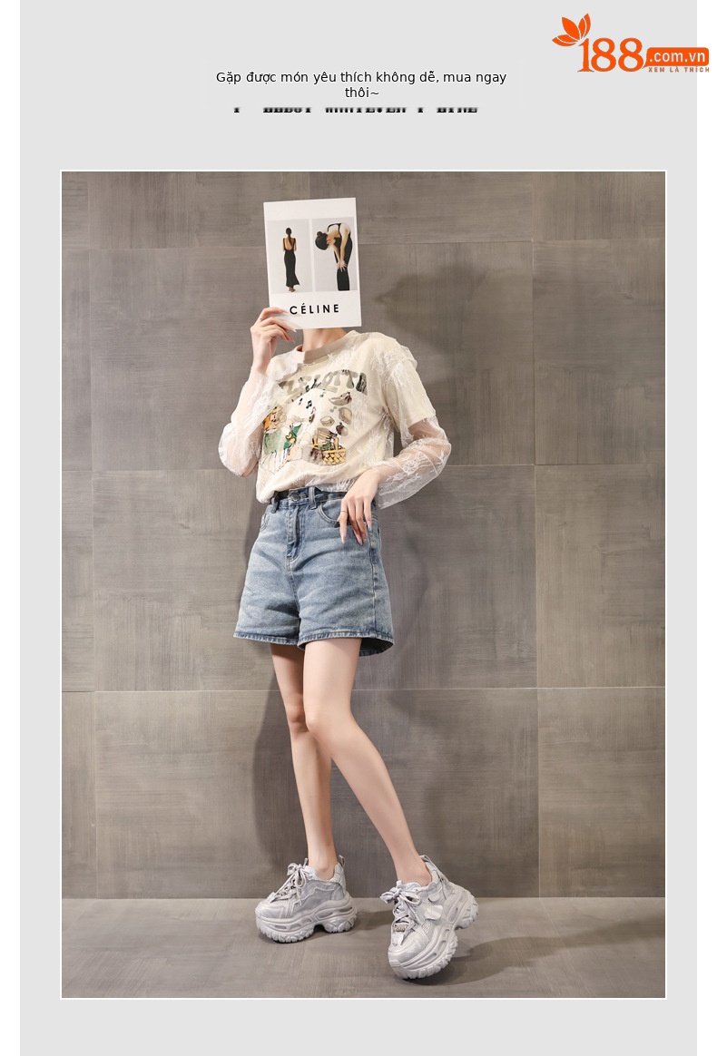 Giày sneaker nữ đế dày tăng chiều cao, lưới thoáng khí, phong cách thể thao — Tro thô chi tiết 5