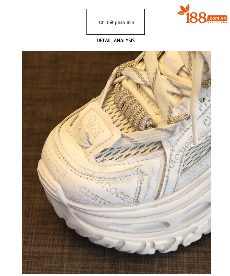 Giày sneaker nữ đế dày tăng chiều cao, lưới thoáng khí, phong cách thể thao — Tro thô chi tiết 6