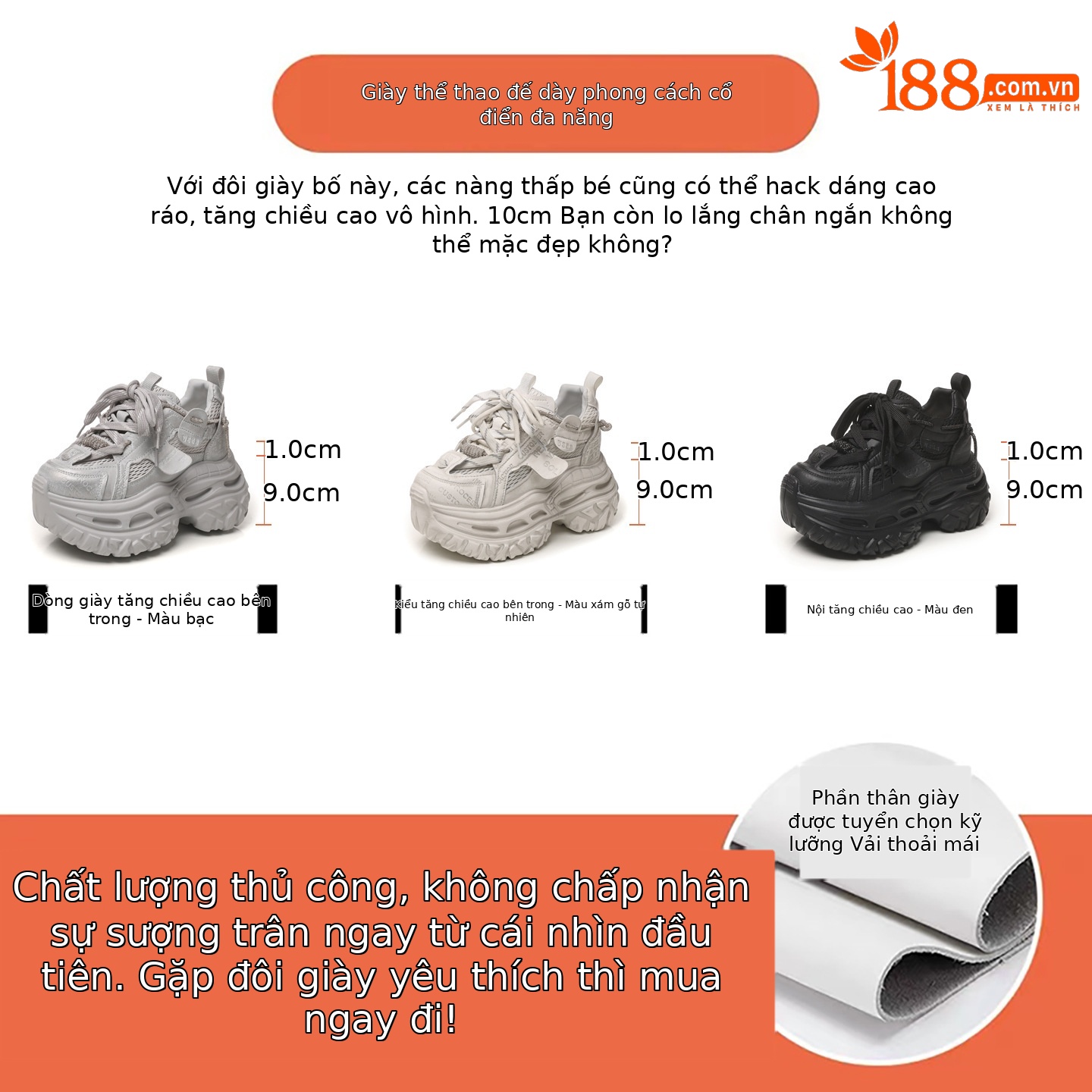 Giày sneaker nữ đế dày tăng chiều cao, lưới thoáng khí, phong cách thể thao — Tro thô