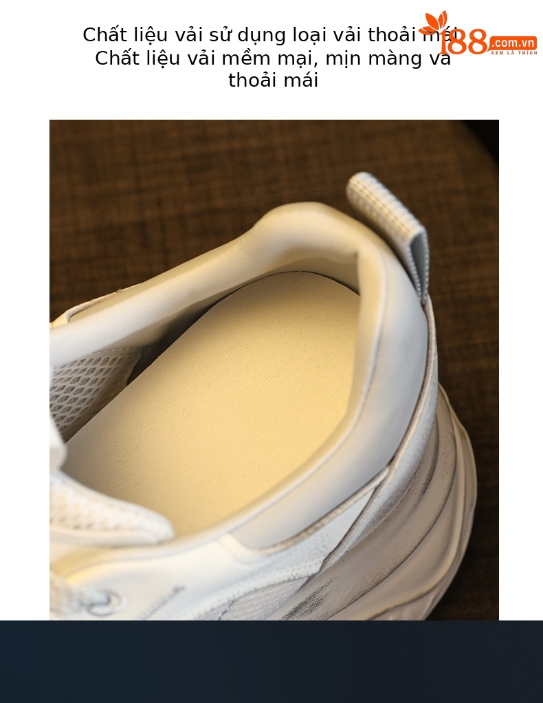 Giày thể thao nữ đế dày tăng chiều cao sneaker trắng cổ thấp — Xám trắng chi tiết 8
