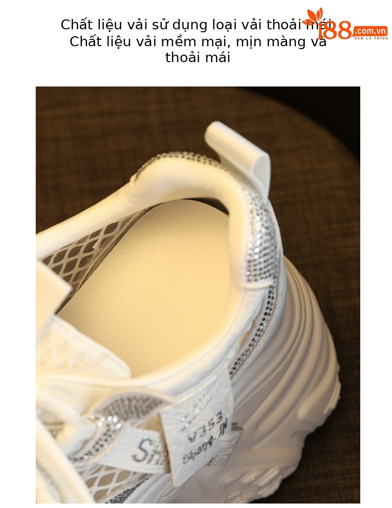 Giày sneaker nữ đế dày tăng chiều cao lưới thoáng khí phong cách daddy — màu trắng chi tiết 8