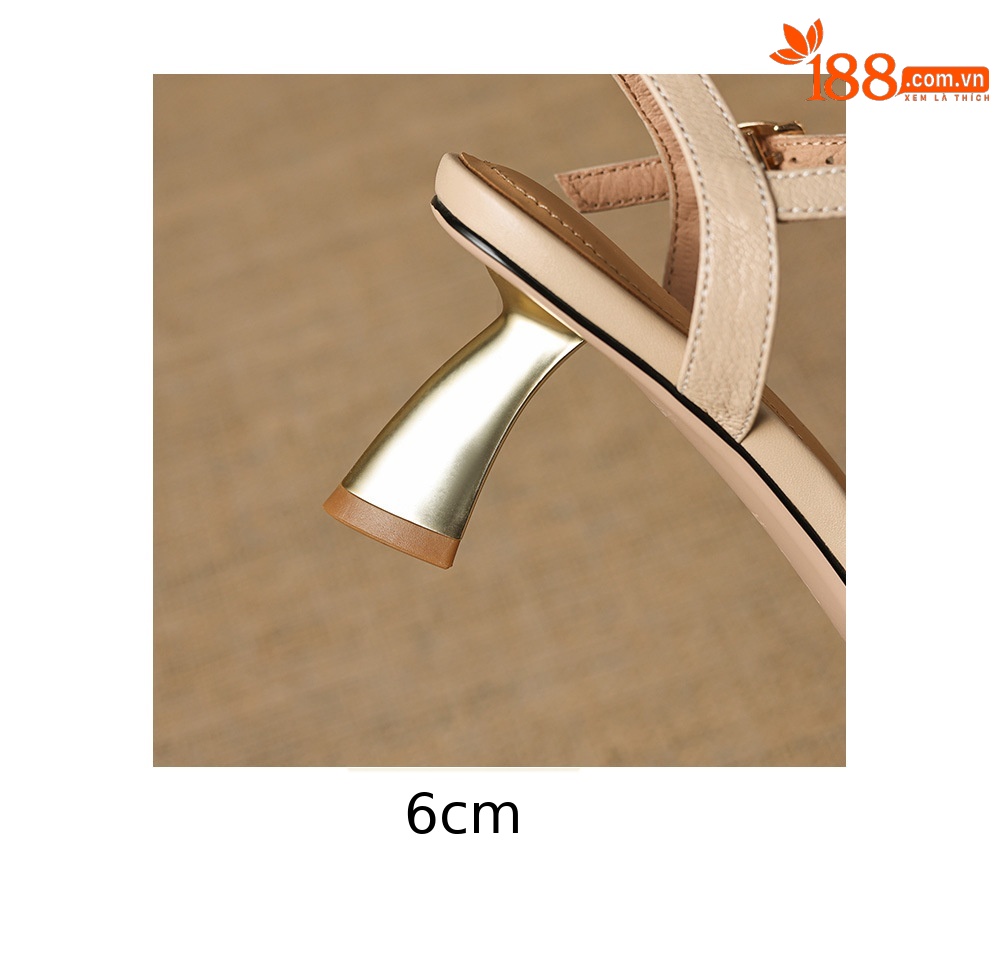 Sandal cao gót nữ mũi nhọn quai ngang da cừu bọc mũi — màu trắng ngà chi tiết 10