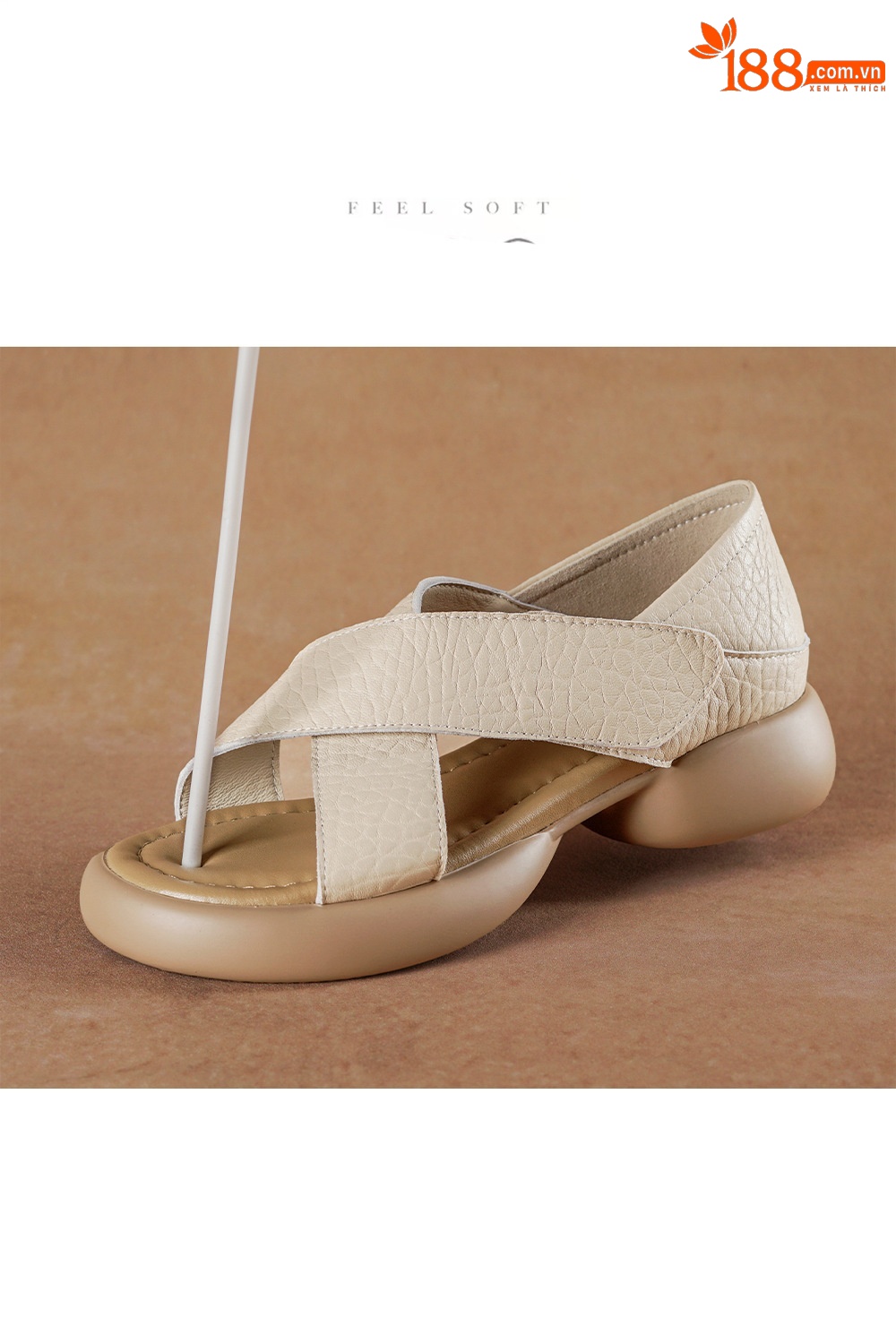 Sandal nữ hở mũi đế dày 4 cm da cừu quai ngang khóa — đen chi tiết 2