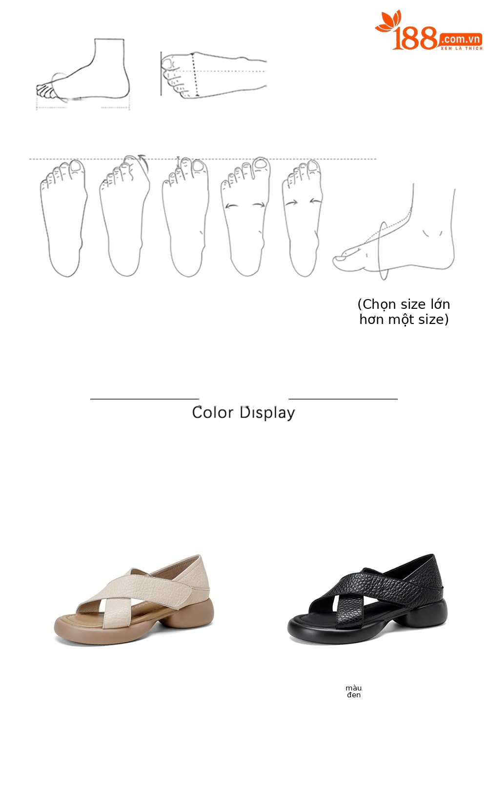 Sandal nữ hở mũi đế dày 4 cm da cừu quai ngang khóa — đen chi tiết 4