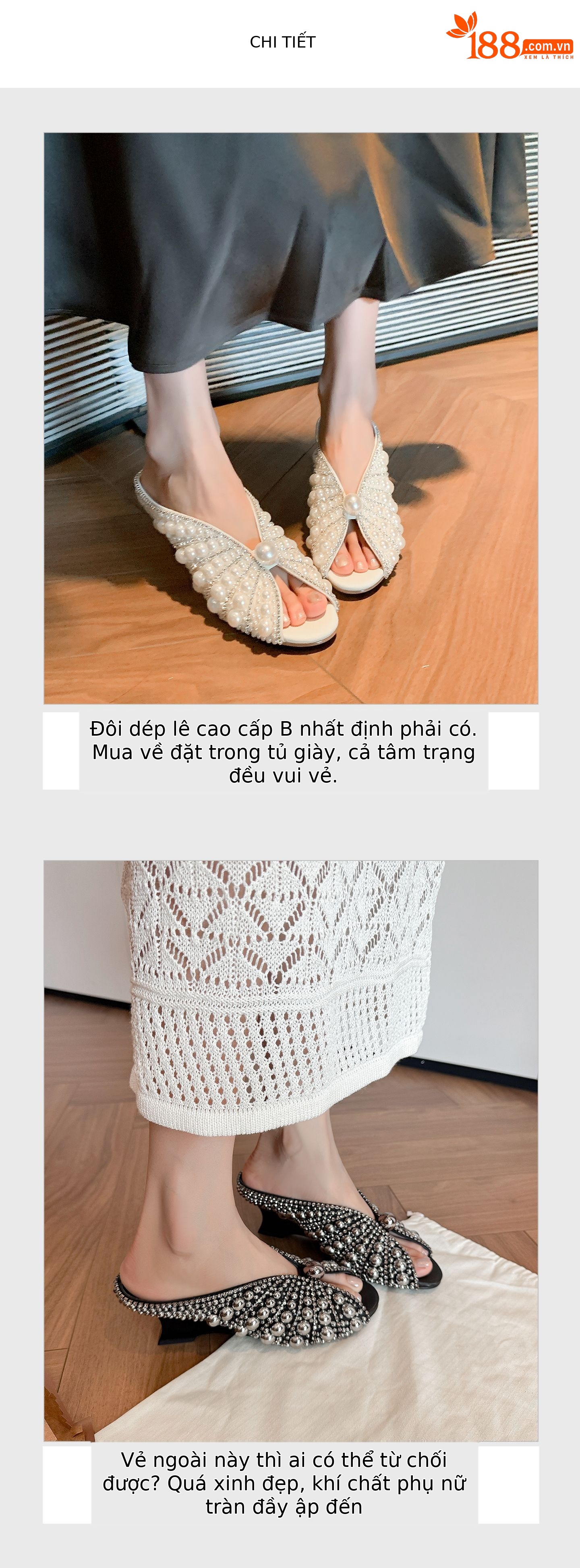 Sandal cao gót nữ mũi peep-toe đính ngọc trai, gót xuồng platform, phù hợp tiệc tùng — màu đen, màu trắng chi tiết 6